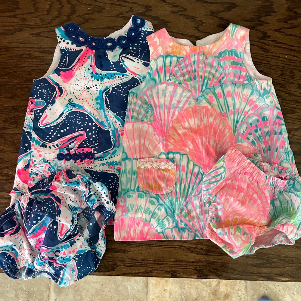 Two Lilly Pulitzer dresses, lightly worn size 18-24 months